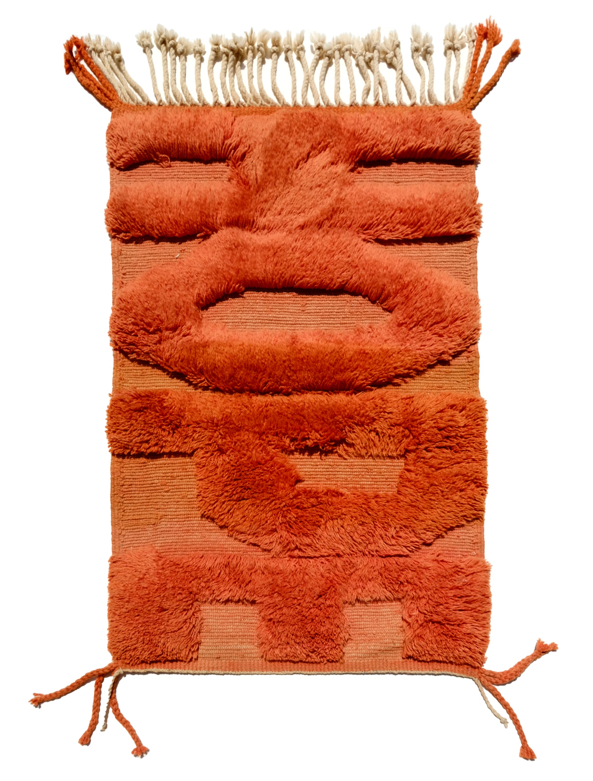 Introducing our 'Tangerine Hope Haven Rug,' a captivating masterpiece featuring bold knotted 'Hope' letters intricately woven with fuzzy texture. Crafted with vegetable dye orange yarn and set on a flat weave base, this rug is a harmonious fusion of vibrancy and classic charm. Elevate your space with its unique design, embodying positive energy and artisanal craftsmanship