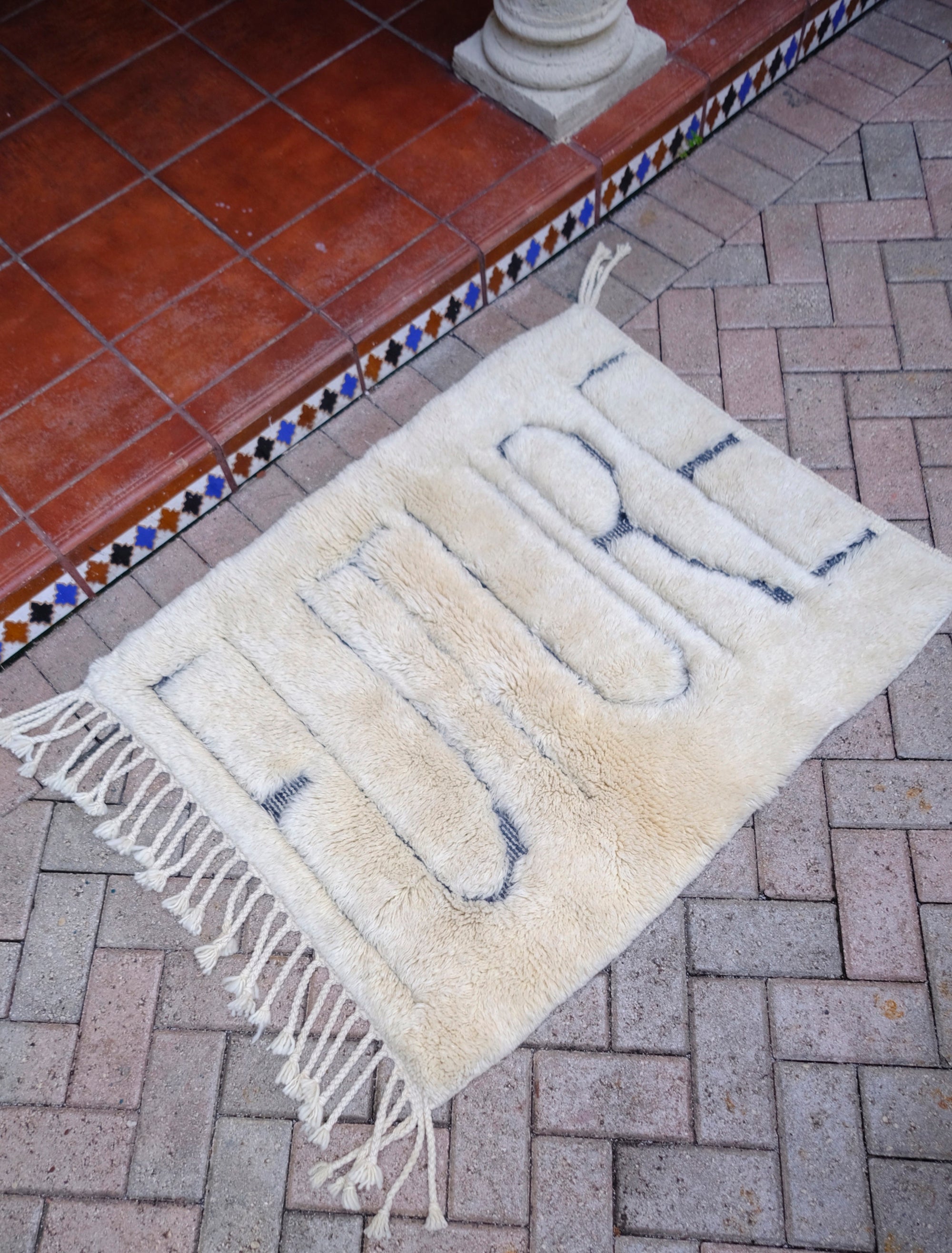 Elevate your interior with the understated allure of our Ivory Noir Whisper Rug. Featuring a discreet yet discernible 'Future' motif woven in black yarn, this rug harmonizes classic elegance with a touch of modern intrigue. Enrich your space with its subtle design and timeless charm, perfect for those seeking a unique blend of sophistication and contemporary flair.