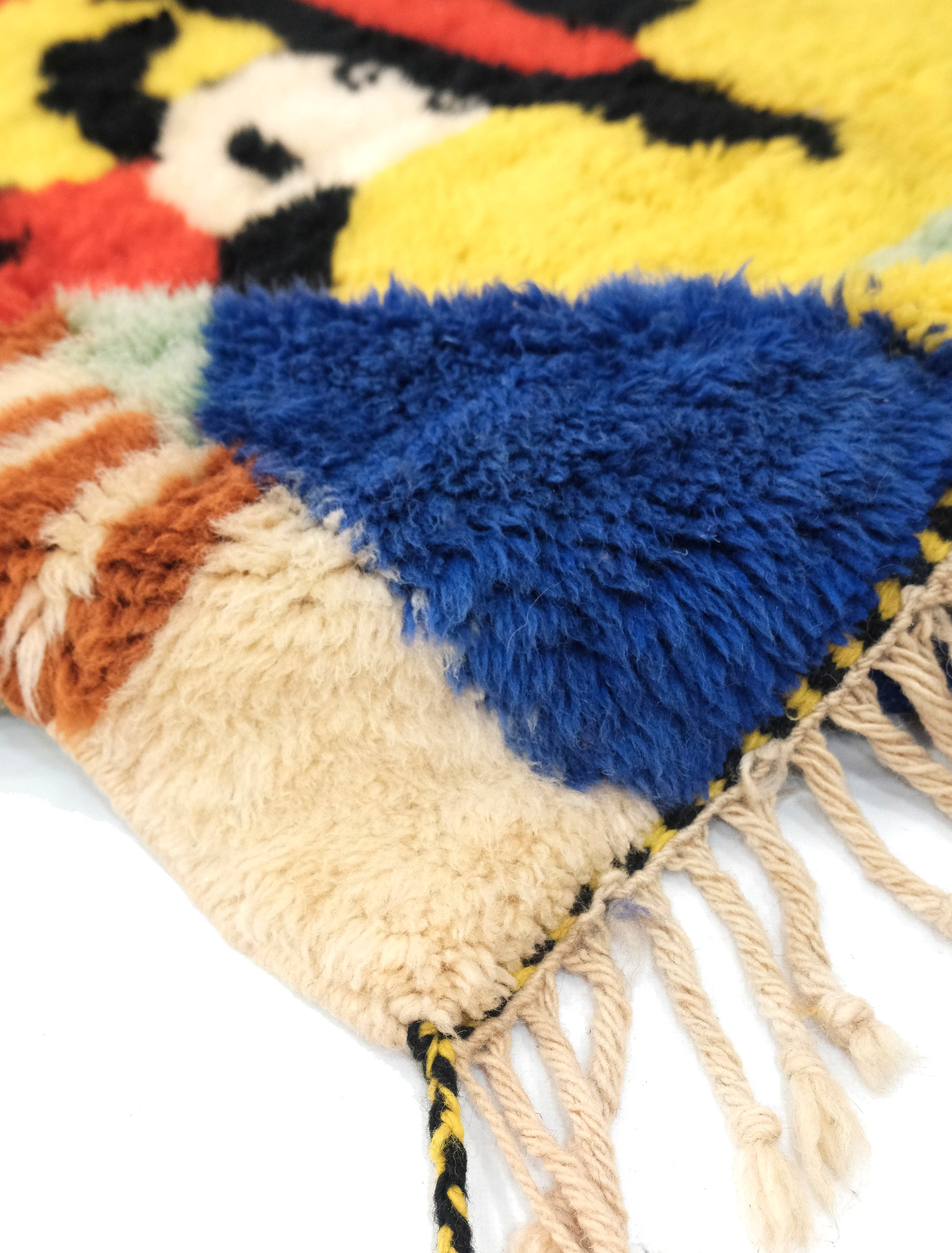 Elevate your space with our 'Vogue Revival Art Rug,' a vibrant homage to Irving Penn's iconic black and white Vogue cover. Infused with hues of red, yellow, green, and a touch of blue reminiscent of 80s web aesthetics, this rug captures both fashion history and artistic innovation. Channeling the energy of Penn's work, this multicolored masterpiece adds a dynamic touch to your decor, blending vintage charm with contemporary flair."