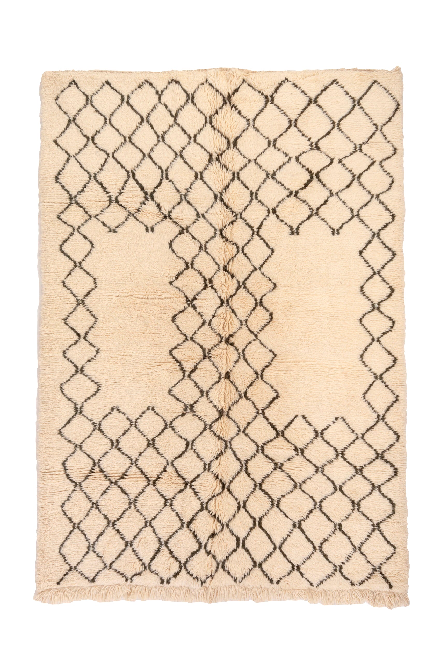 Ivory Moroccan Trellis Beni Ourain Rug
