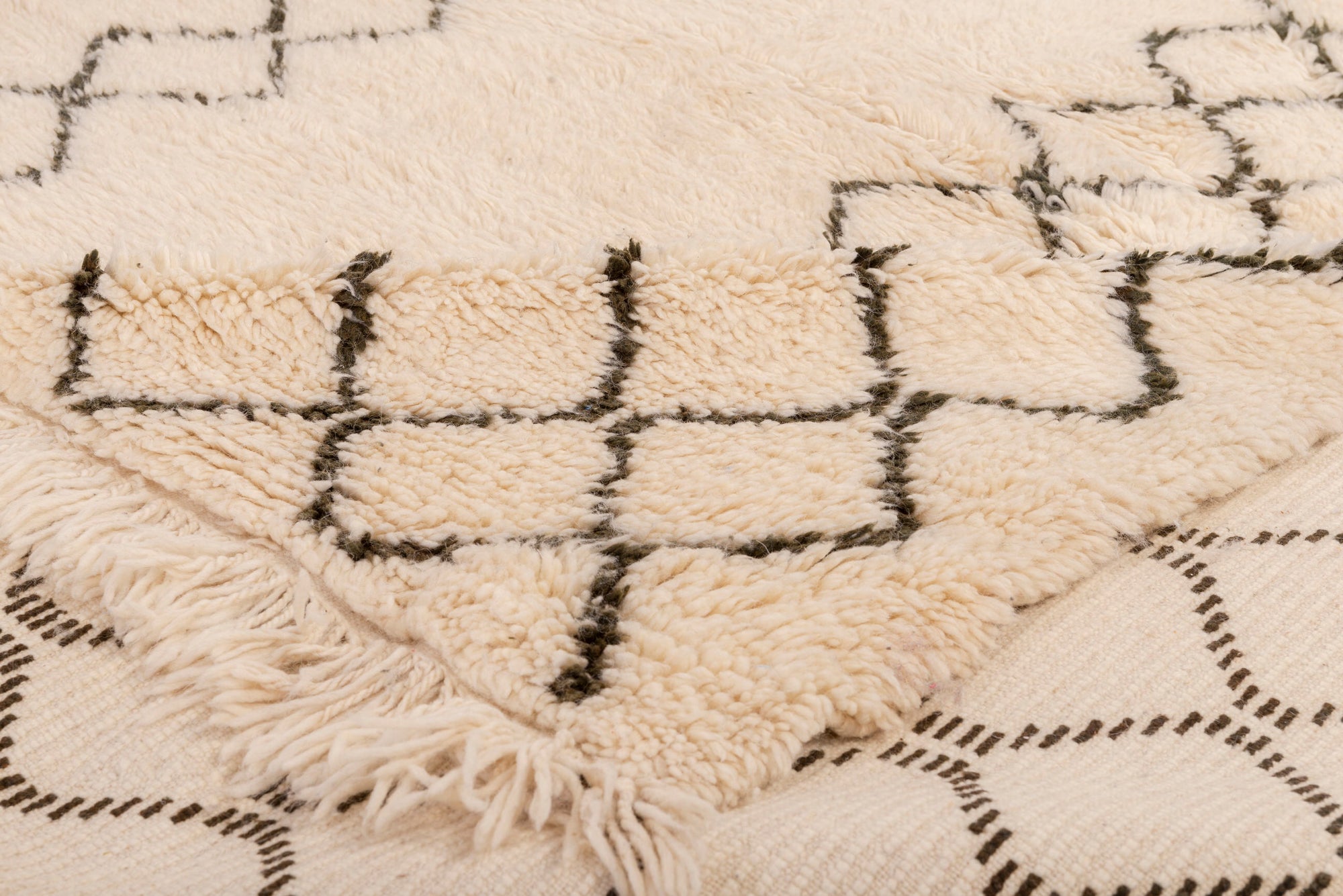 Ivory Moroccan Trellis Beni Ourain Rug