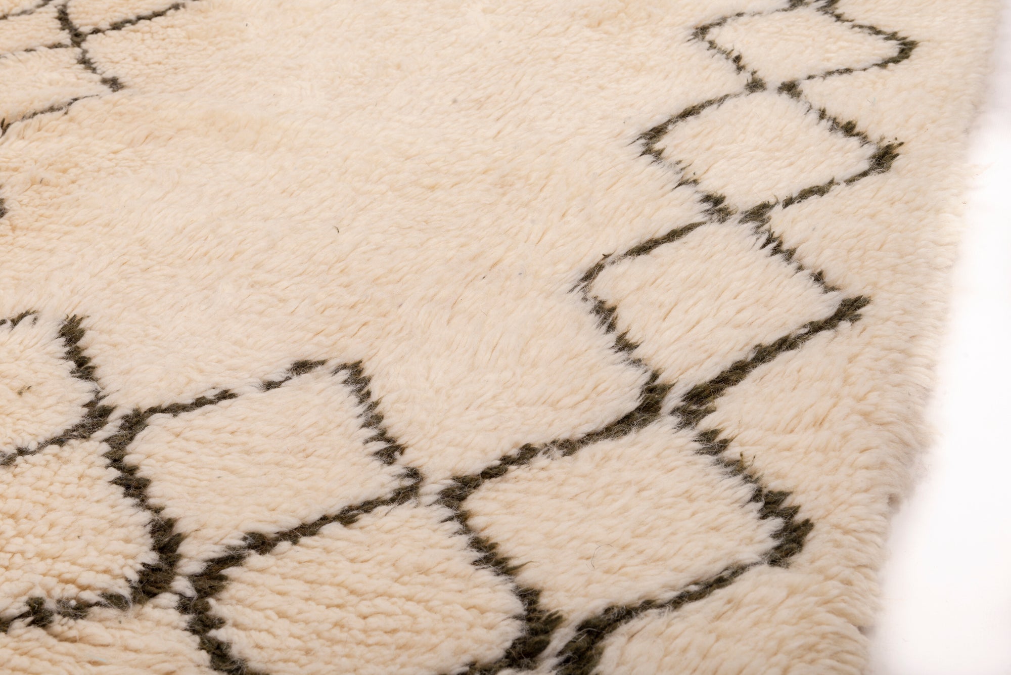 Ivory Moroccan Trellis Beni Ourain Rug
